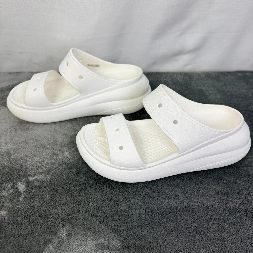 Crocs Platform Sandals White Comfort Slides Lightweight Women's Size 9‎